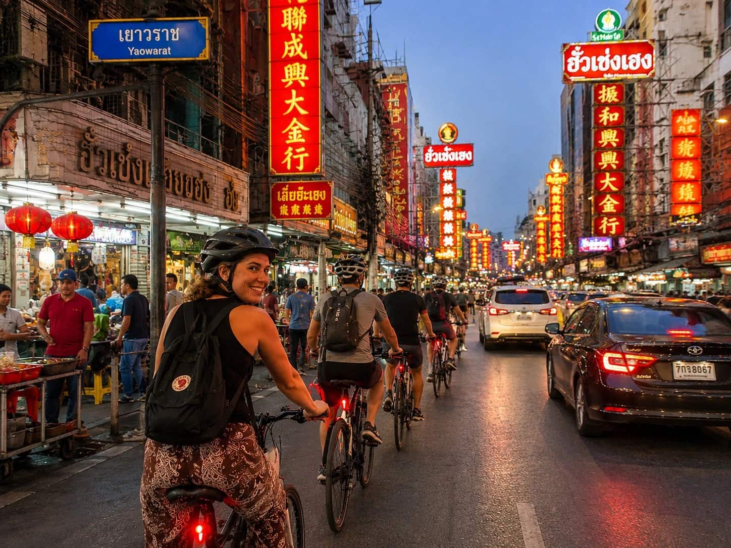Co van Kessel: Bangkok Night Bicycle Tour with Street Food Dinner