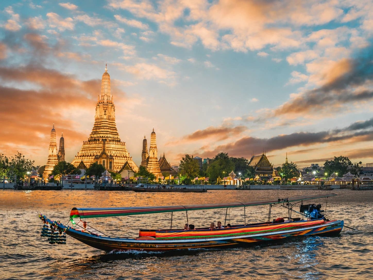Wat Arun seen from the water on a Bangkok canal tour